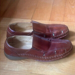 Pikolinos Men's Brown Leather Loafers Size 9 Slip On Cutout Detail Round Toe